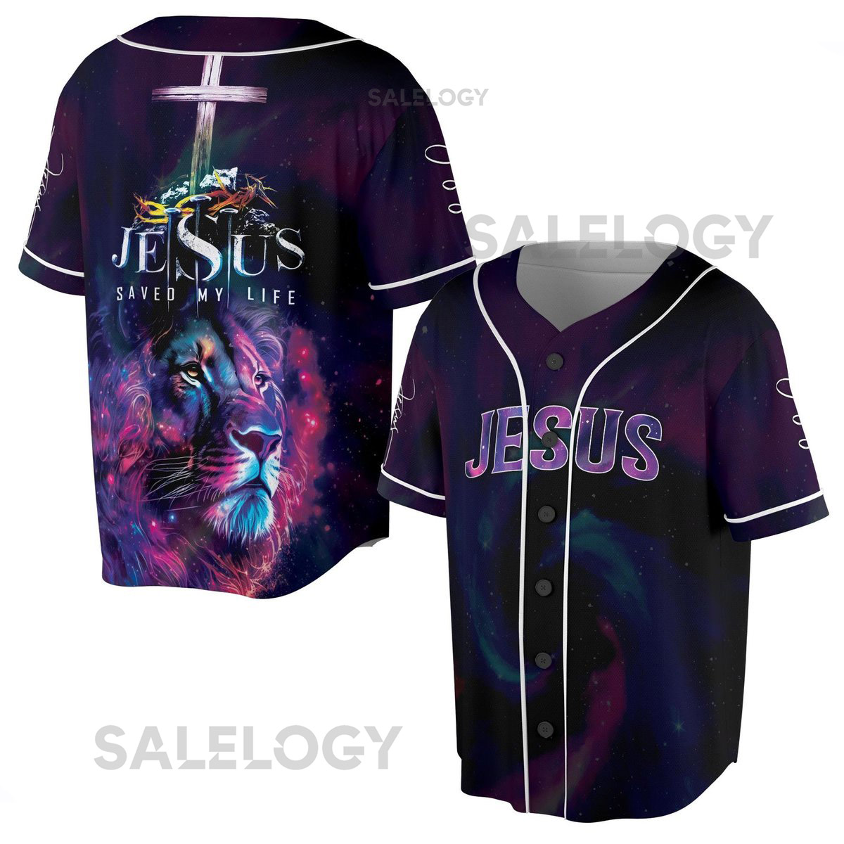 Galaxy Constellation Lion Jesus Save My Life Baseball Jersey S-5XL_71