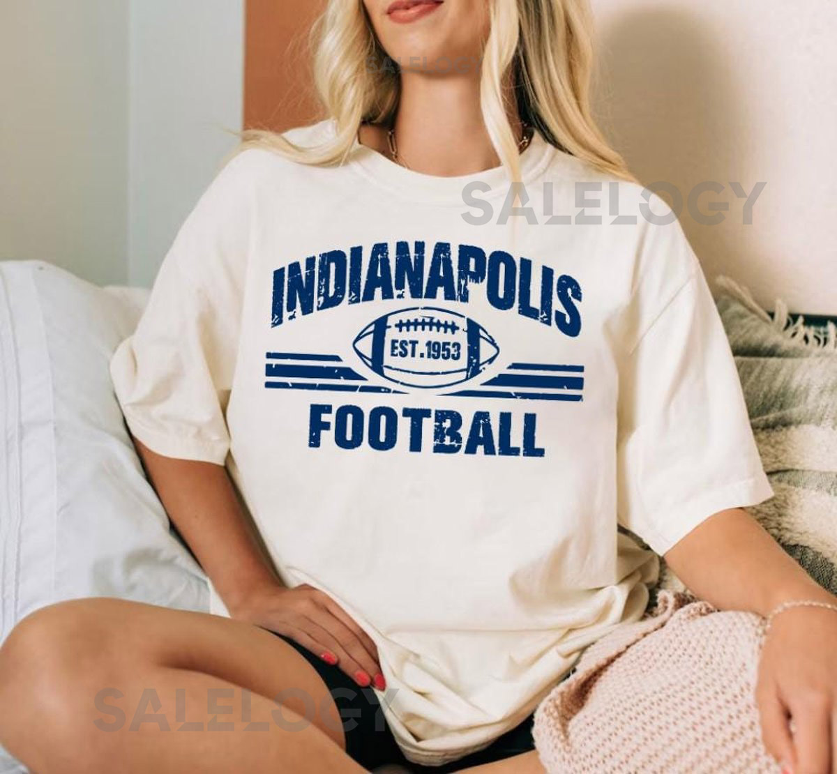 Indianapolis Football Est 1953 Comfort Color White Tshirt Indianapolis Football Team Vintage 90s Shirt Football Gameday Shirt F_496
