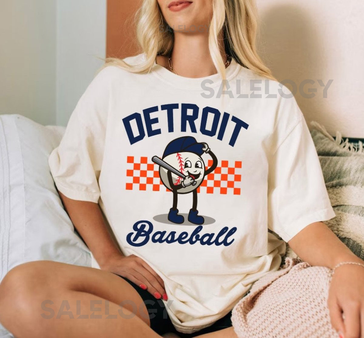 Detroit Baseball Funny Mascot Smiling Comfort Color Vintage Unisex Tshirt Detroit Baseball Gameday Retro Shirt Detroit Sports Tee For Her_120