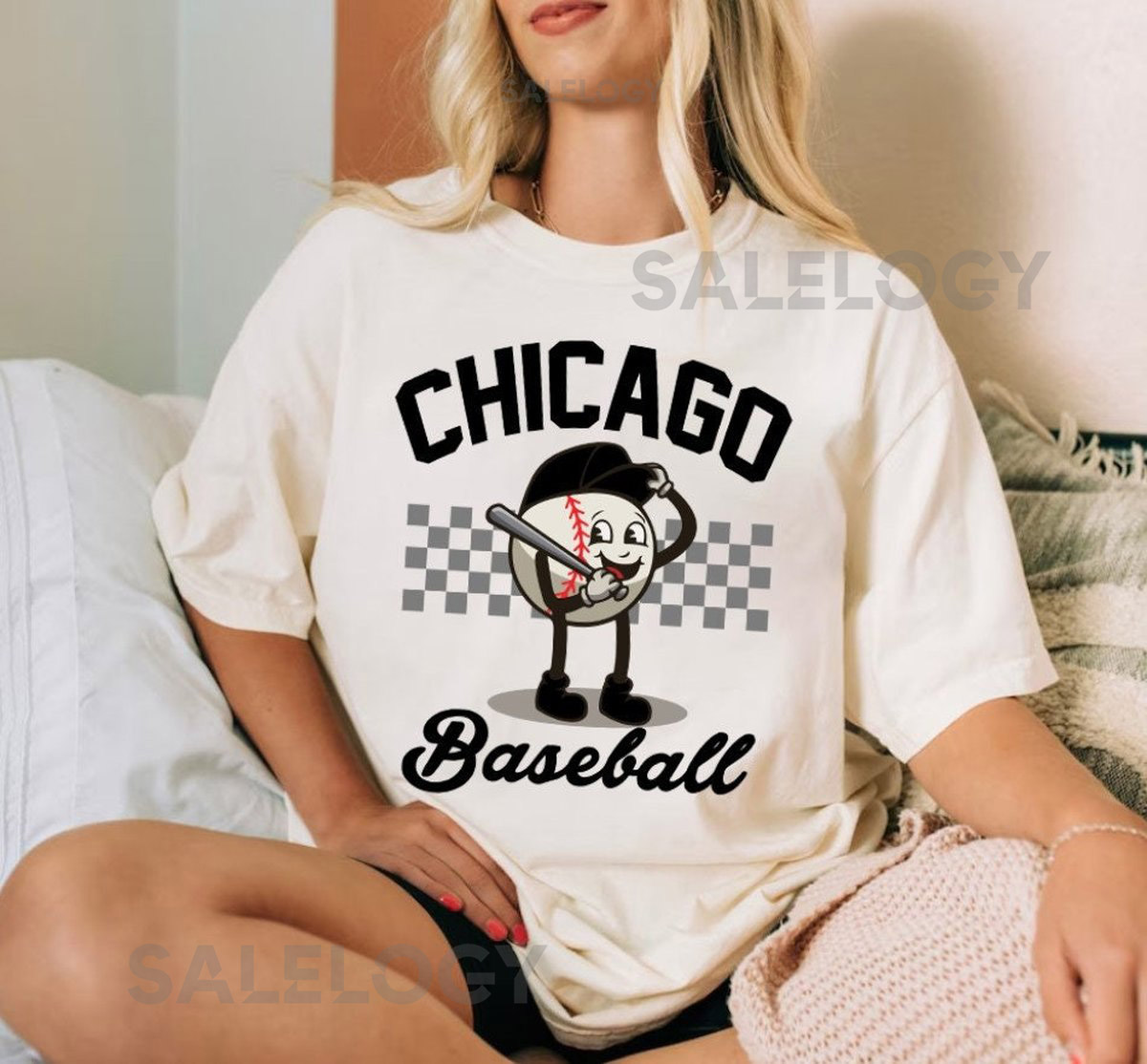 Chicago Baseball Funny Mascot Comfort Color Vintage Black And White Tshirt Chicago Baseball Gameday Retro 90s Shirt Chicago Sports Tee_166
