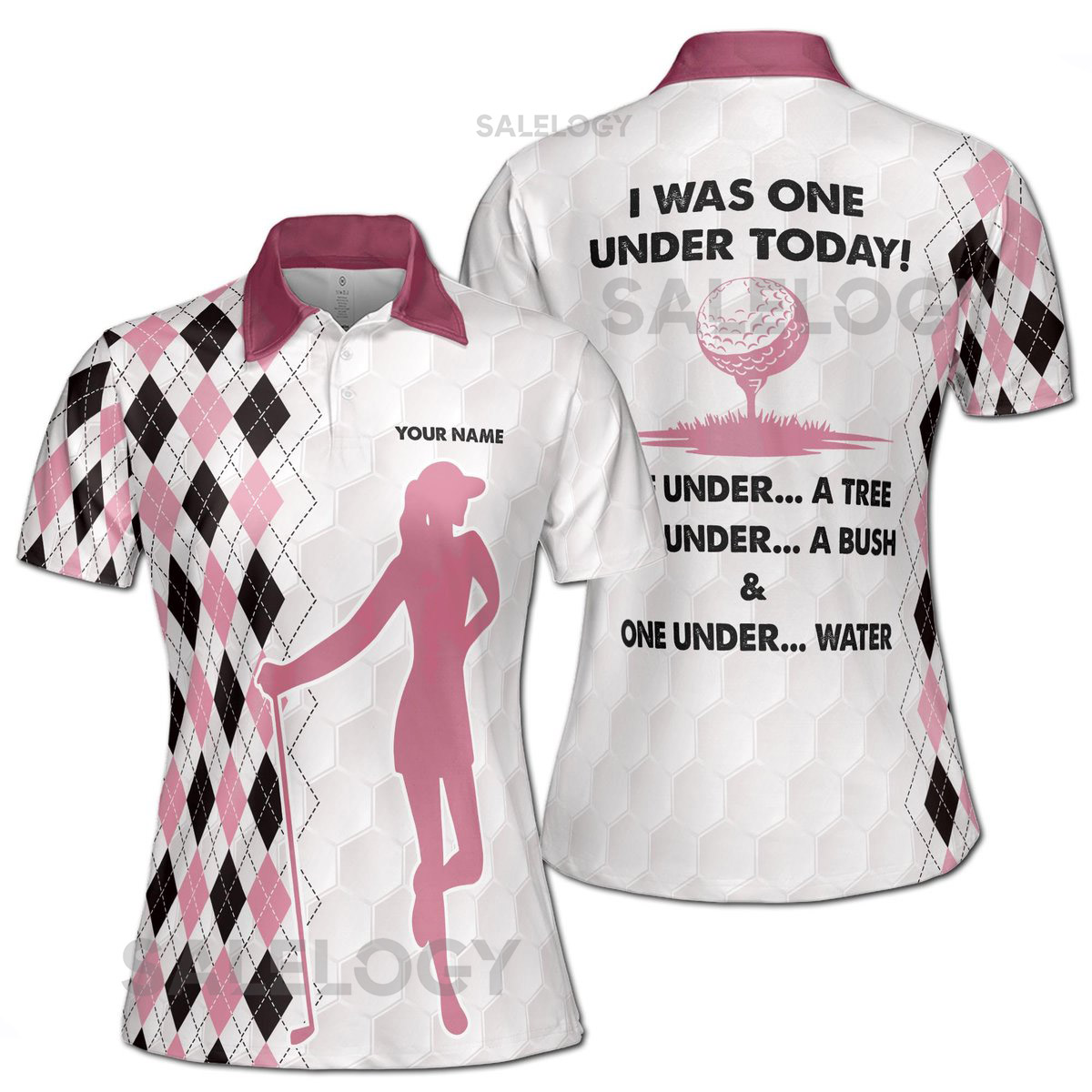 Custom Name I Was One Under Funny Golf Women39s Polo Shirt S-5XL_110