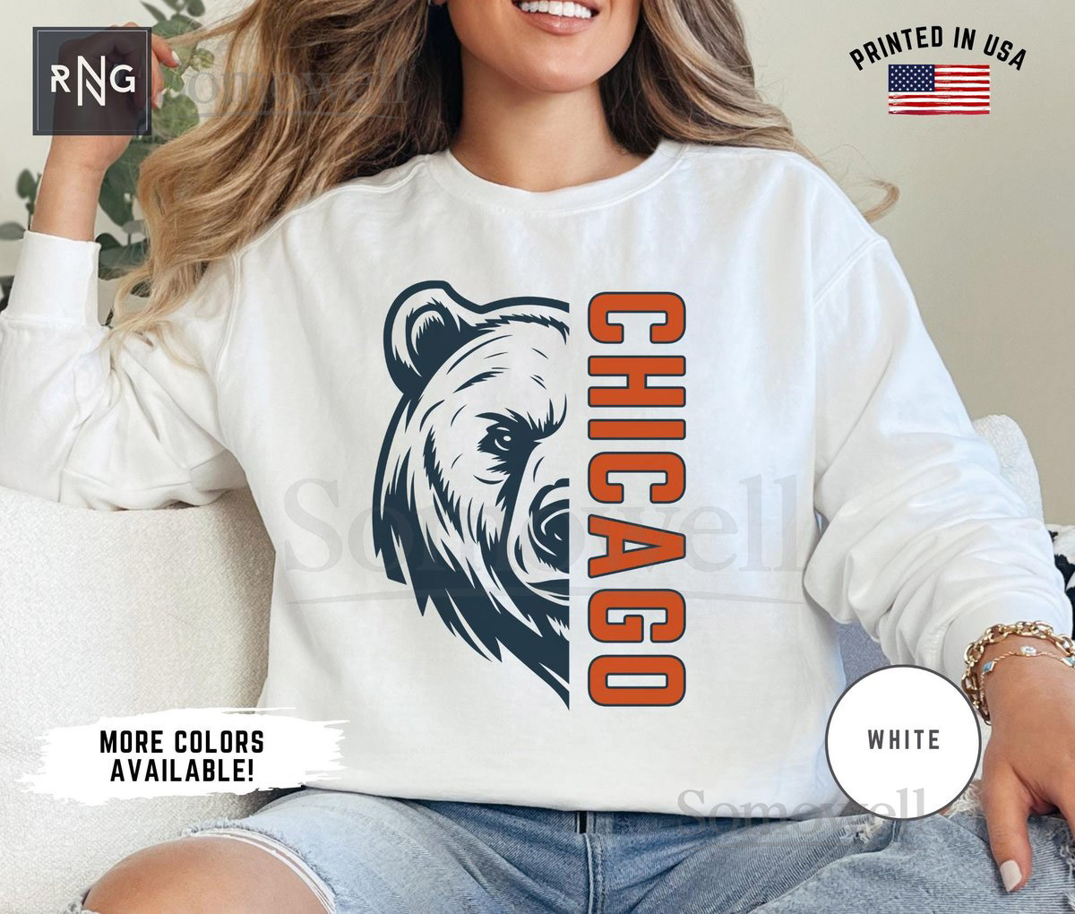 Chicago Football Sweatshirt Bear Football Gameday Sweatshirt Chicago Football Crewneck Chicago Sports Apparel Retro Bear Football Gift_469