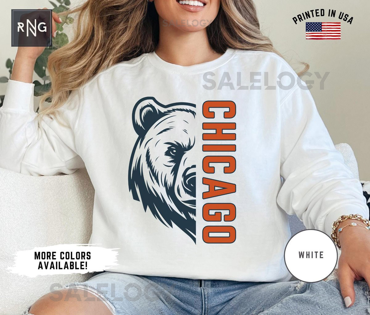 Chicago Football Sweatshirt Bear Football Gameday Sweatshirt Chicago Football Crewneck Chicago Sports Apparel Retro Bear Football Gift_469