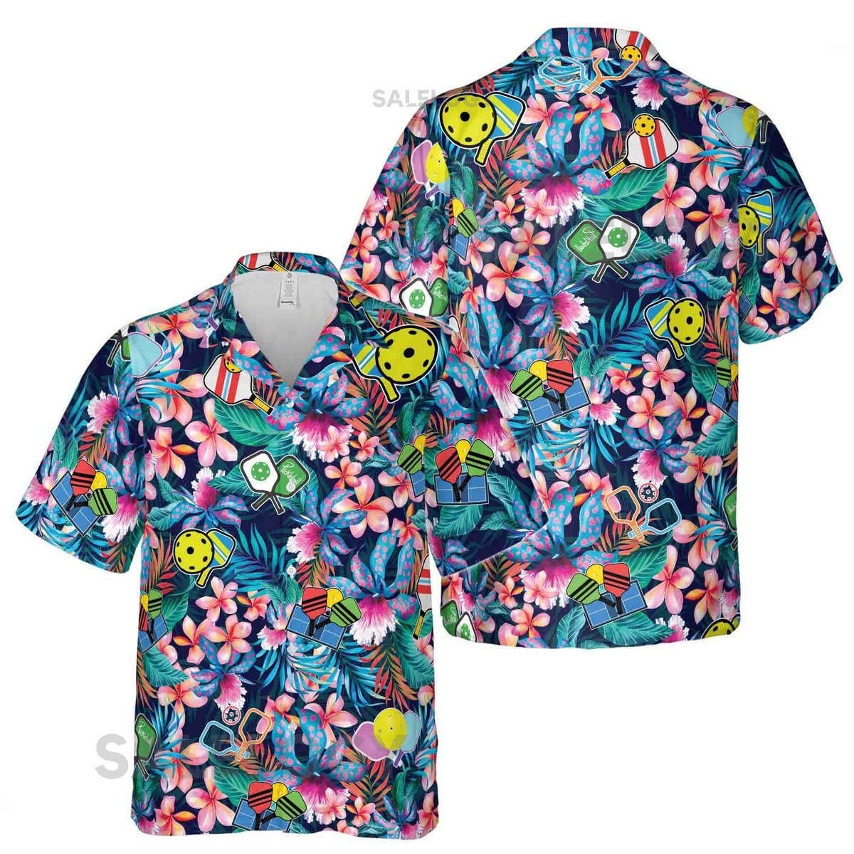 Tropical Summertime Pickleball Symbol Pattern Hawaiian Shirt S-5XL_66