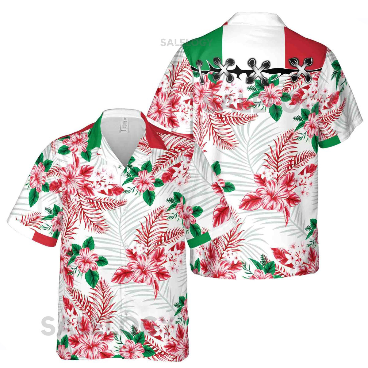 Tropical Floral Italy Flag Color Hawaiian Shirt S-5XL_65