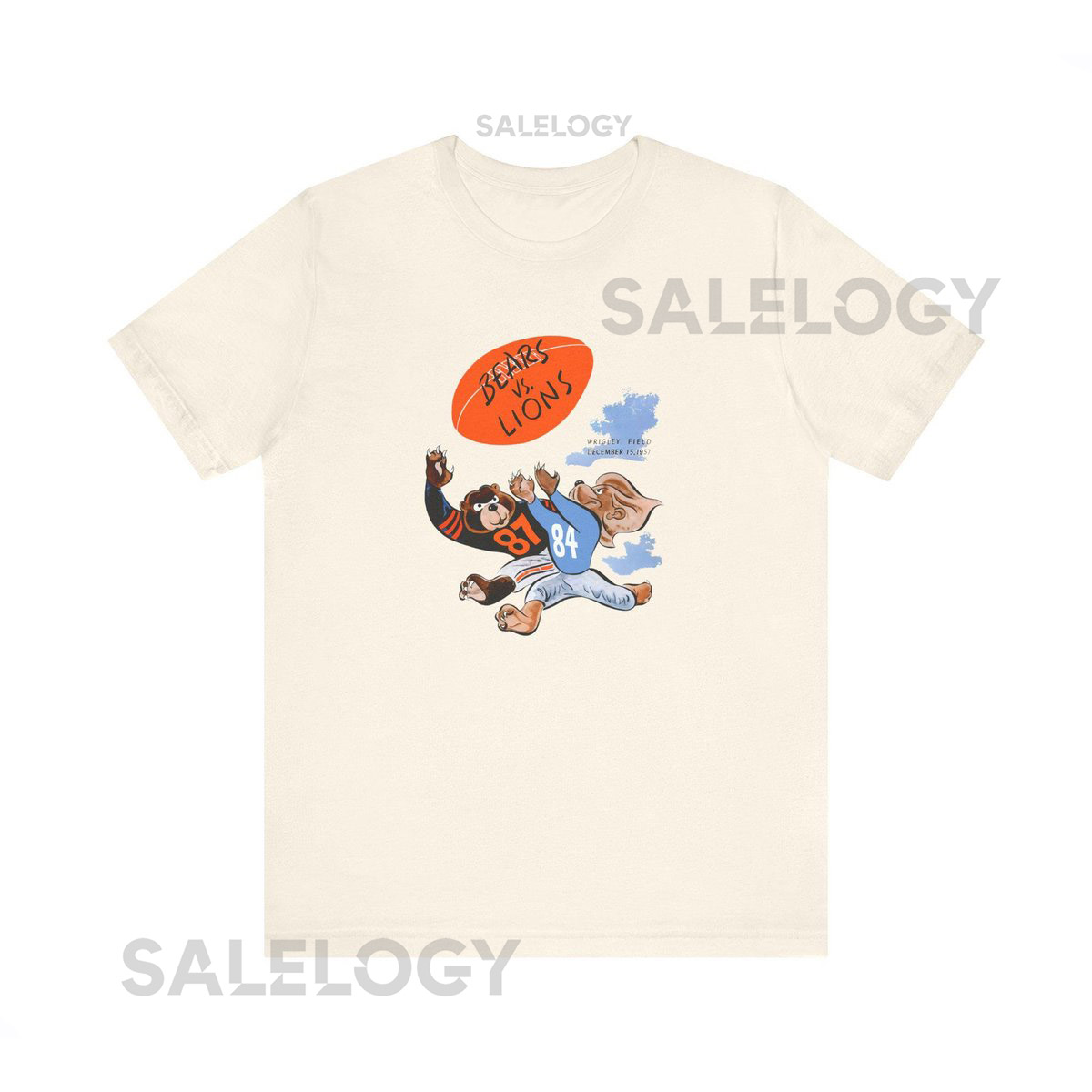 1957 Vintage Detroit Lions - Chicago Bears Football Program Cover - Unisex Jersey Short Sleeve Tee_3