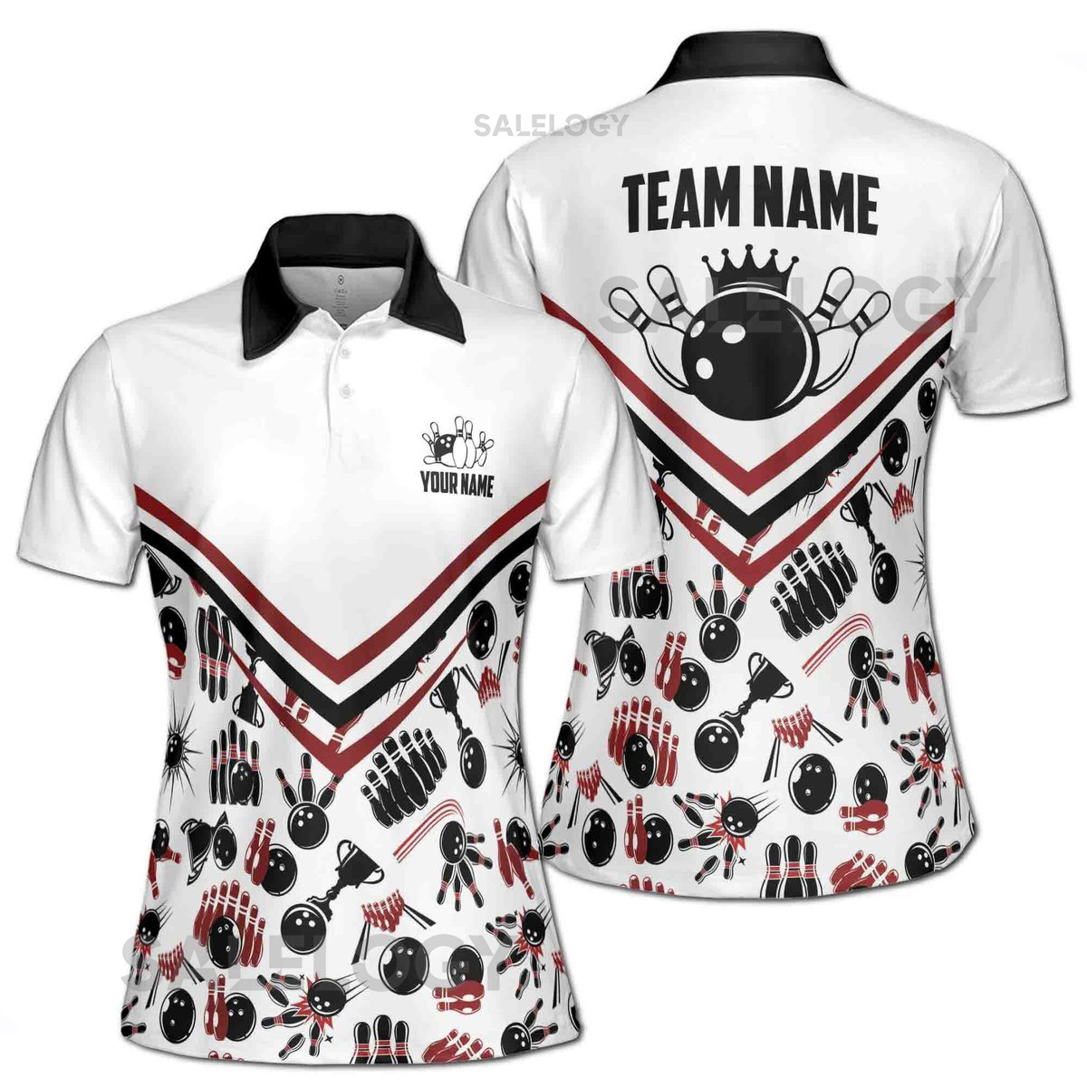 Personalized Bowling Pattern Women's Polo Shirt S-5XL_536