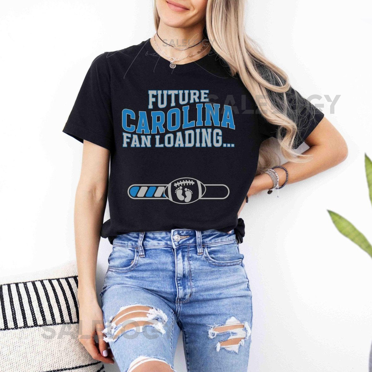 Future Carolina Football Fan Loading Shirt Panther Maternity Photoshoot Tee Game Day Pregnancy Announcement T-Shirt Gift for Expecting_651