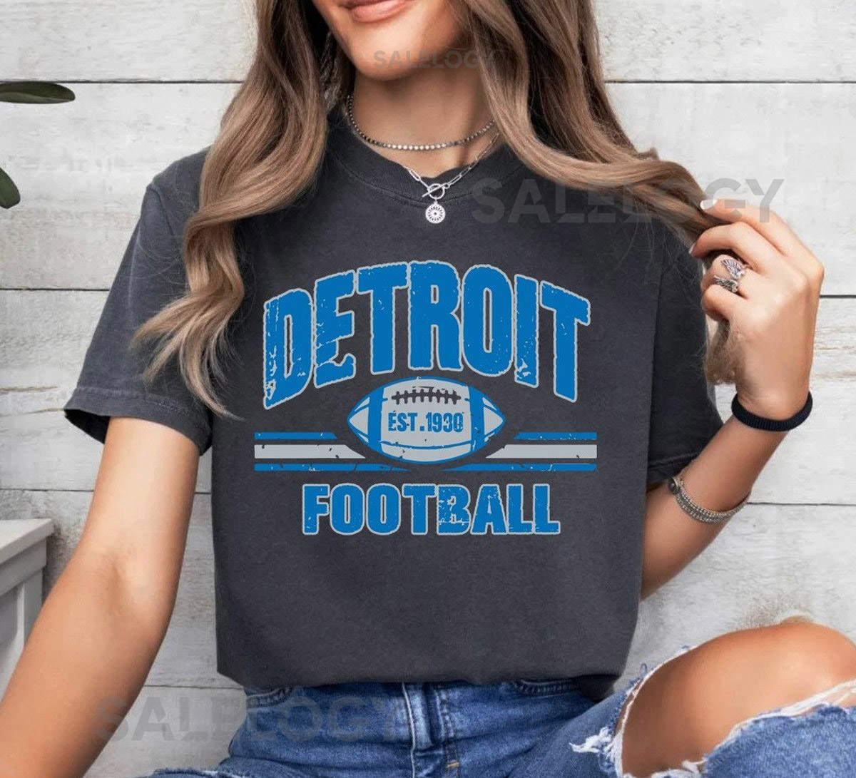 Detroit Football Est 1930 Vintage 90s Comfort Color Tshirt Detroit Football Team Shirt American Football Gameday Shirt Sport Tee For Her_109