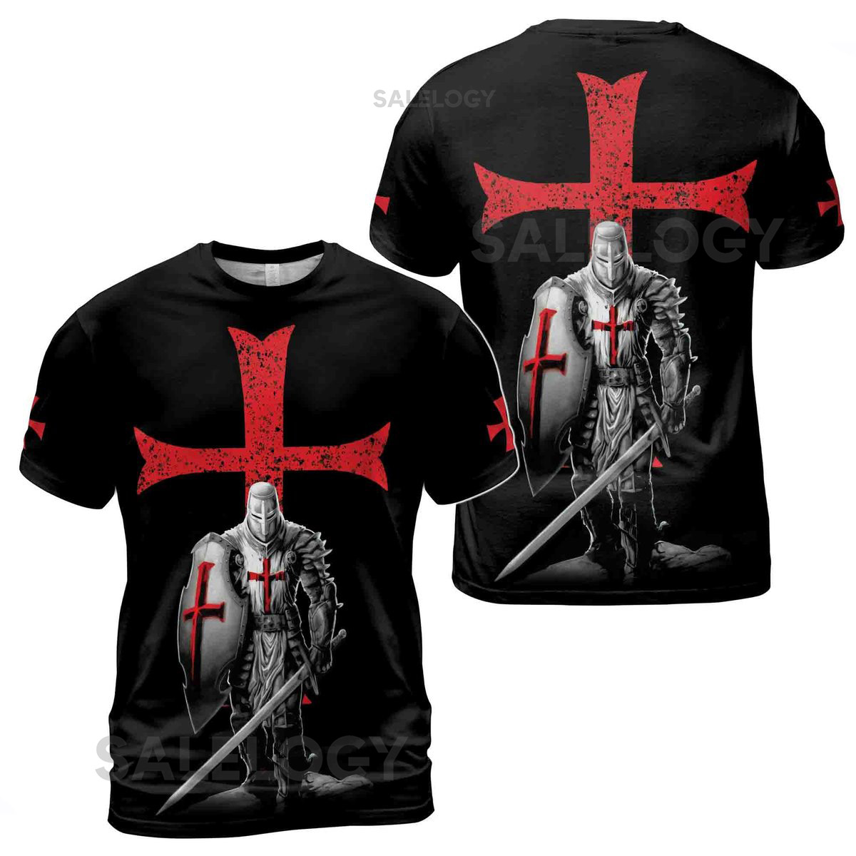 Knight Templar Knight Warrior Red Jesus Cross Men39s T-shirt S-5XL_217