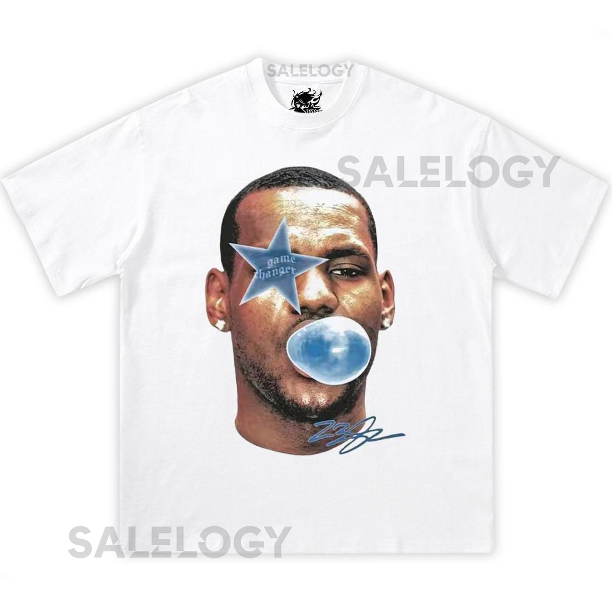 Lebron James Bubble Gum Blue Boxy Cotton Tee Shirt y2k streetwear basketball graphic tee oversized tshirt kids fan gifts Christmas_254