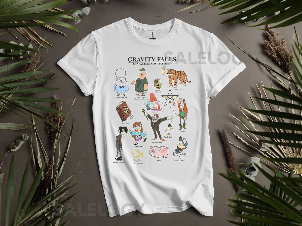 Gravity Falls Character And Mysteries Textbook Custom T-Shirts for Men Women and Kids - Sizes S to 5XL Ladies' T-Shirts Available K516_490