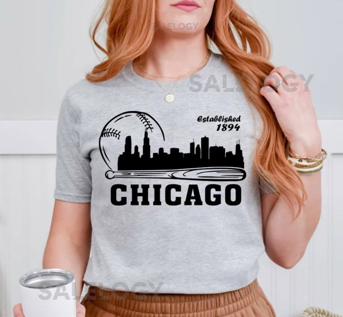 Chicago Baseball Cityscape Minimalist Est 1894 Comfort Color Vintage Black And White Tshirt Chicago Baseball Gameday Retro Shirt For Her_163