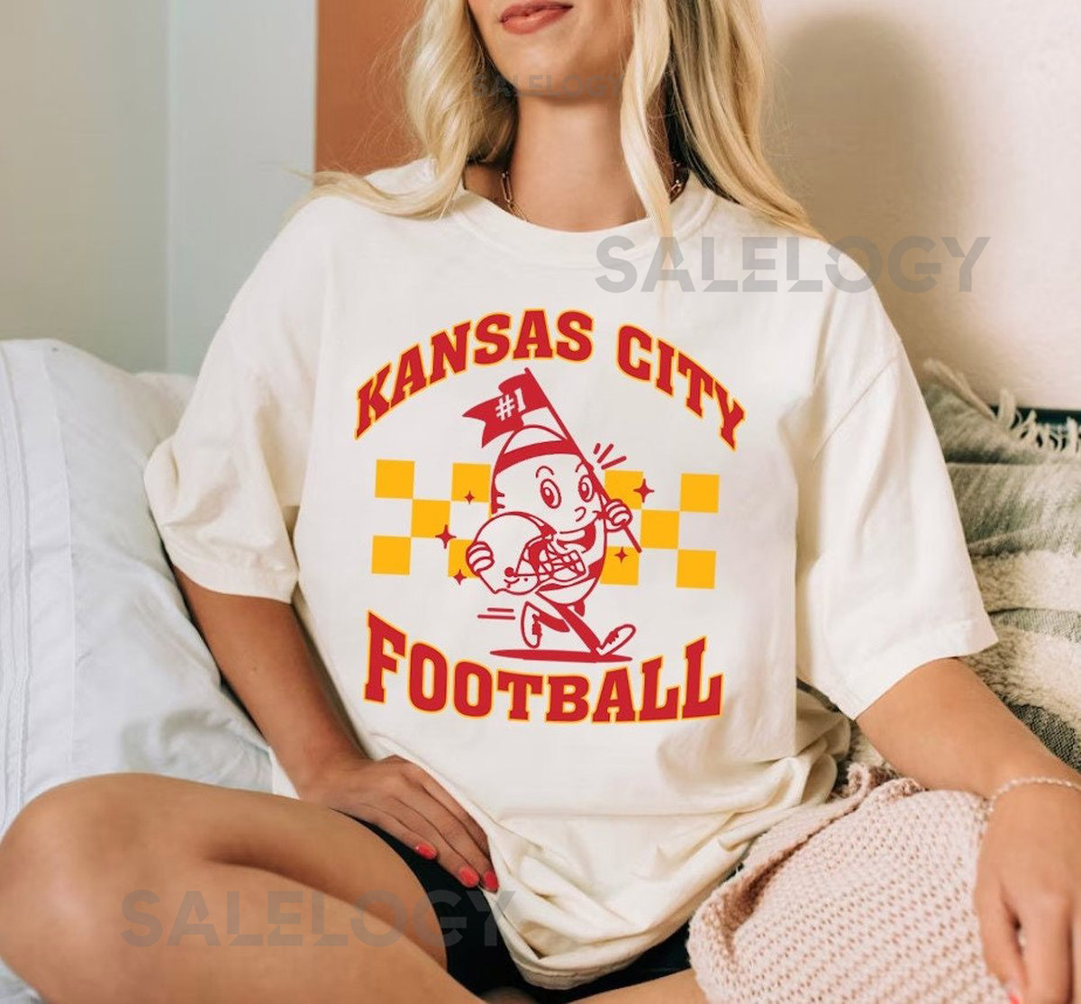 Kansas City Football Cute Ball Mascot Comfort Color Vintage Tshirt Go Kansas City Football Team Shirt Football Gameday Shirt For Her_340