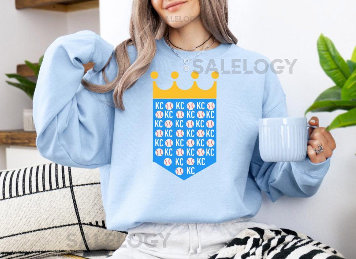 KC Royals Baseball Crew Neck Gildan 18000 Baseball Kansas City Unisex Sweatshirt_505