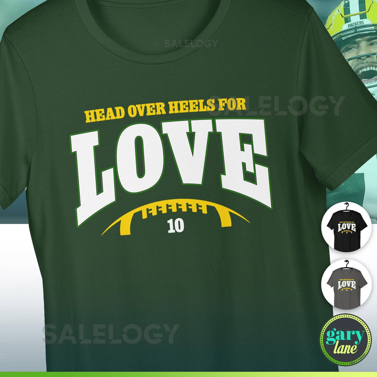 Jordan Love Head Over Heels T-Shirt 10 Quarterback Green Bay Packers WI Wisconsin Sports Fan Football Girlfriend Wife Packer Party Gift_532