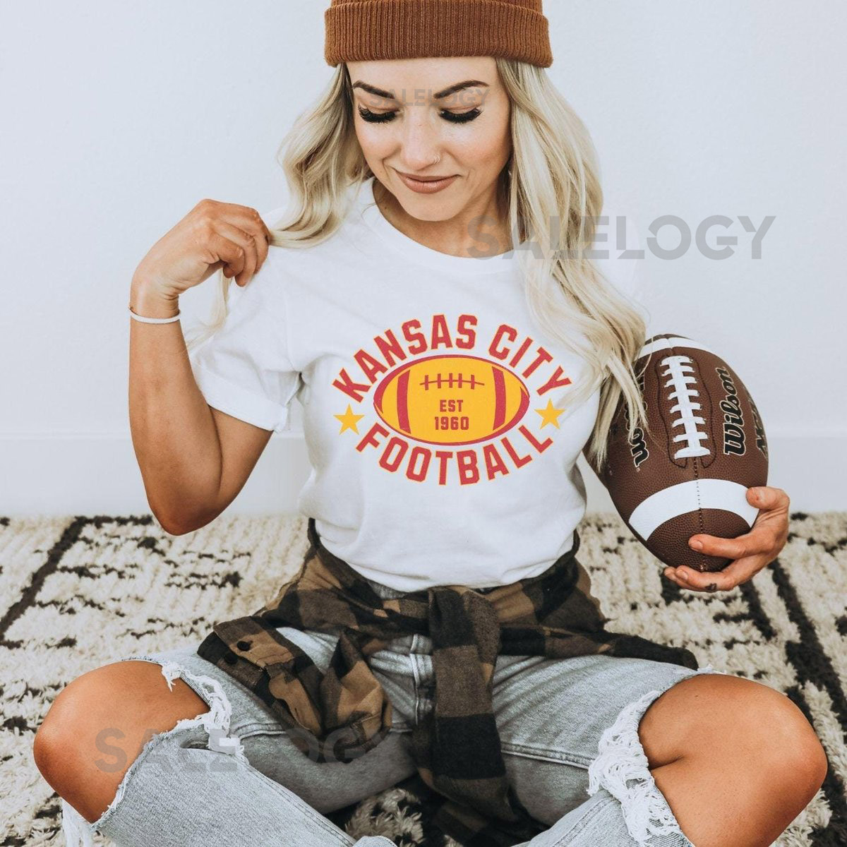 Vintage Kansas City Football T-Shirt Trendy Women's Football Game Day Arrowhead Pullover Football Retro Shirt Kansas City Game Day Shirt_801