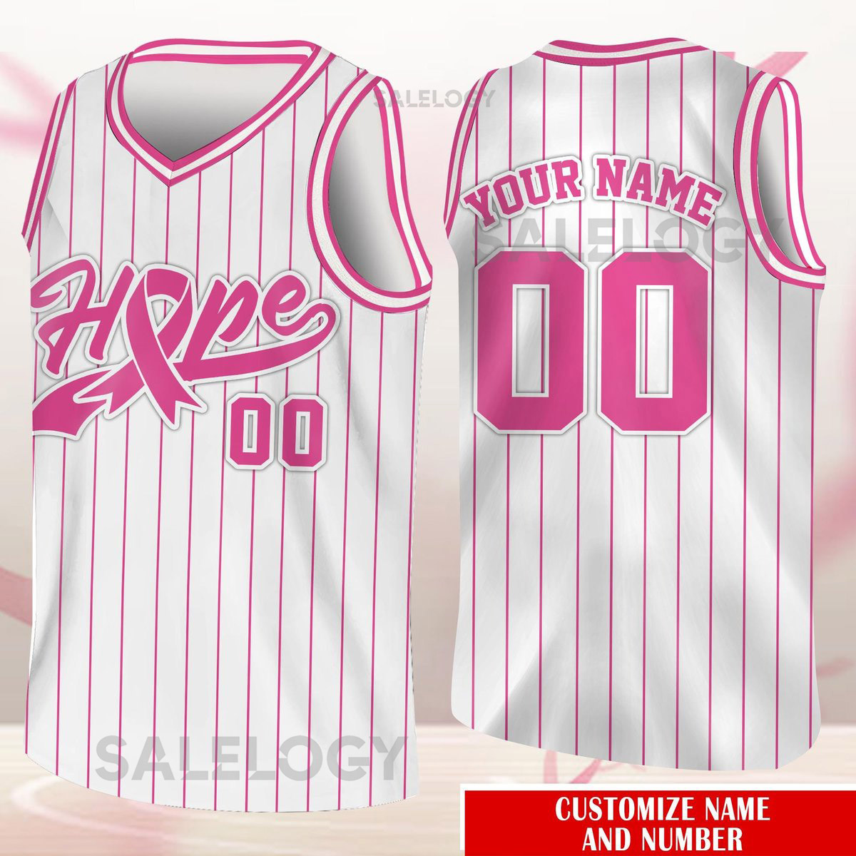 Custom Breast Cancer Basketball Jersey Name Number Personalized Breast Cancer Awareness Jersey Hope Jersey Pink Ribbon Jersey_141