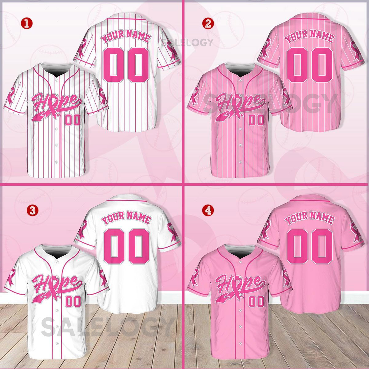 Personalized Hope Breast Cancer Team Name And Number Baseball Jersey Custom Pink Ribbon Baseball Jersey Shirt Breast Cancer Warrior Jersey_161