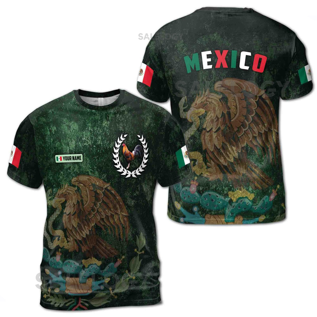 Customize Patriotic Mexico Coat Of Arms Men39s T-shirt S-5XL_158