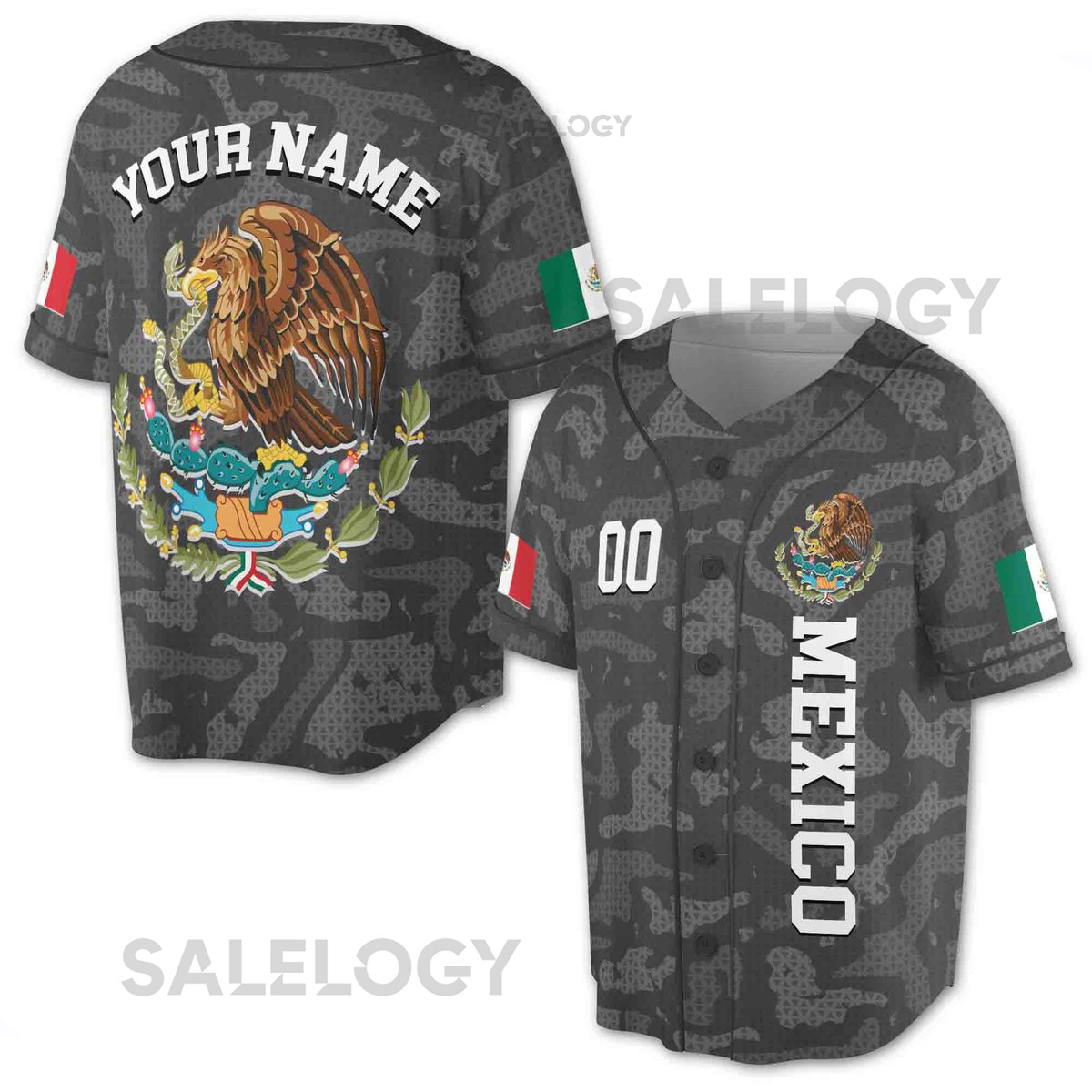 Personalized Patriotic Mexico Coat Of Arms Baseball Jersey S-5XL_100