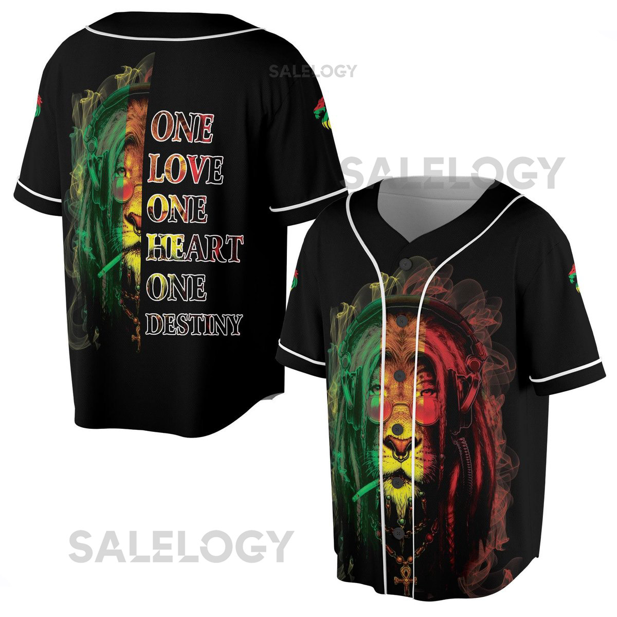 Rasta Lion Baseball Jersey Jamaica One Love Design S-5XL_104