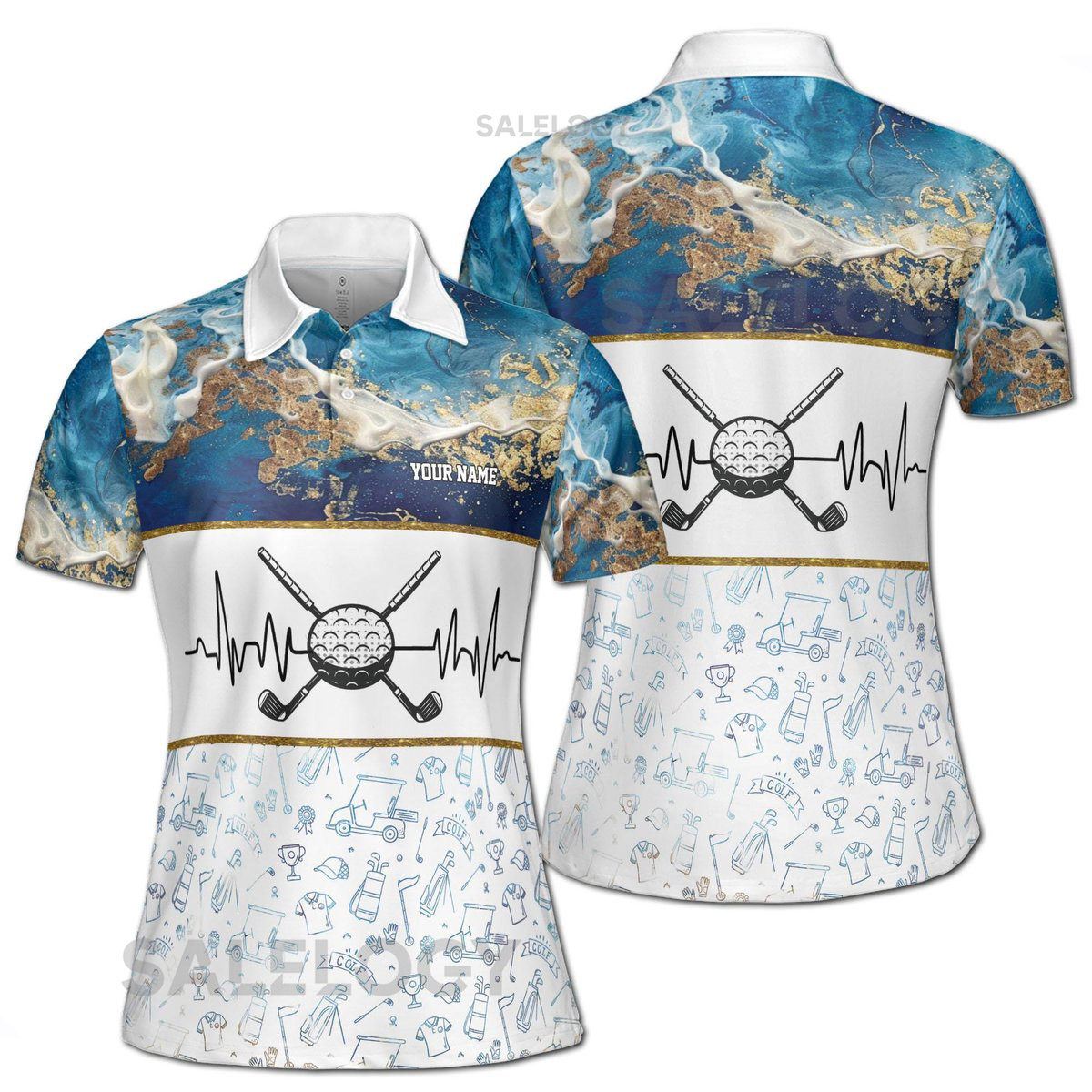 Custom Name Color Spatter Peace Love Pickleball Women39s Polo Shirt S-5XL_59