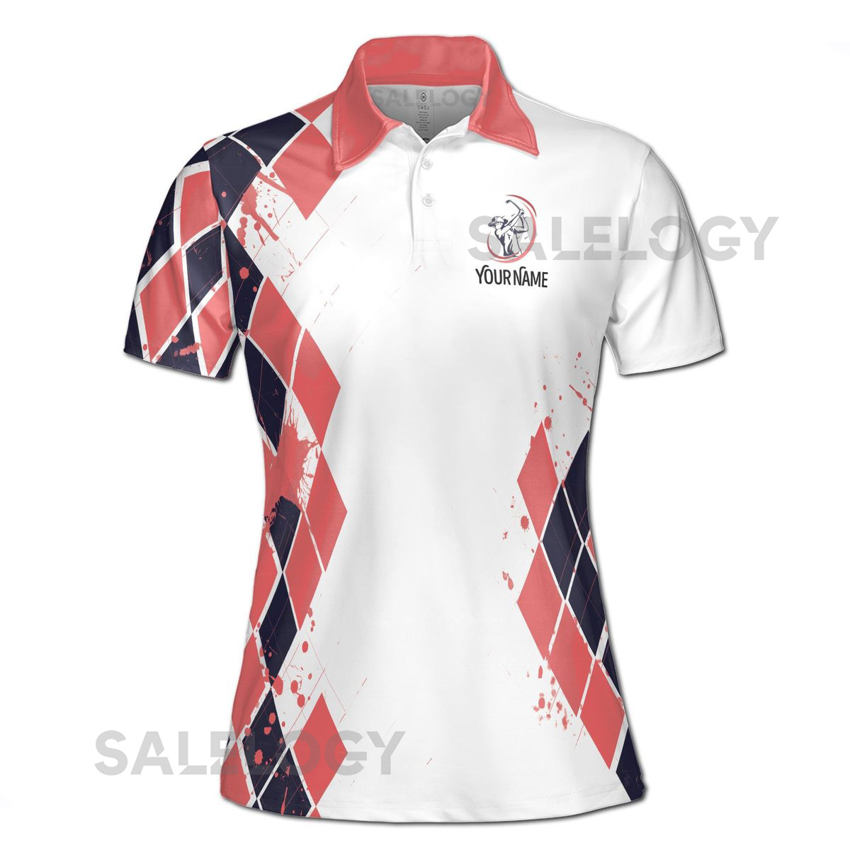 Custom Name Pink Spatter Just A Girl Who Loves Golf Women39s Polo Shirt S-5XL_160