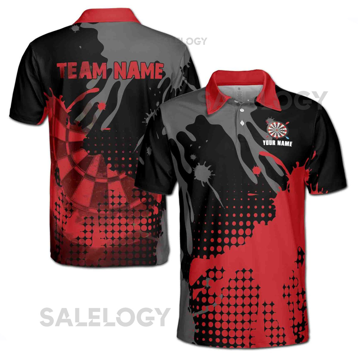 Personalized Darts Team Men's Polo Shirt Red Paint Arrow Design_541