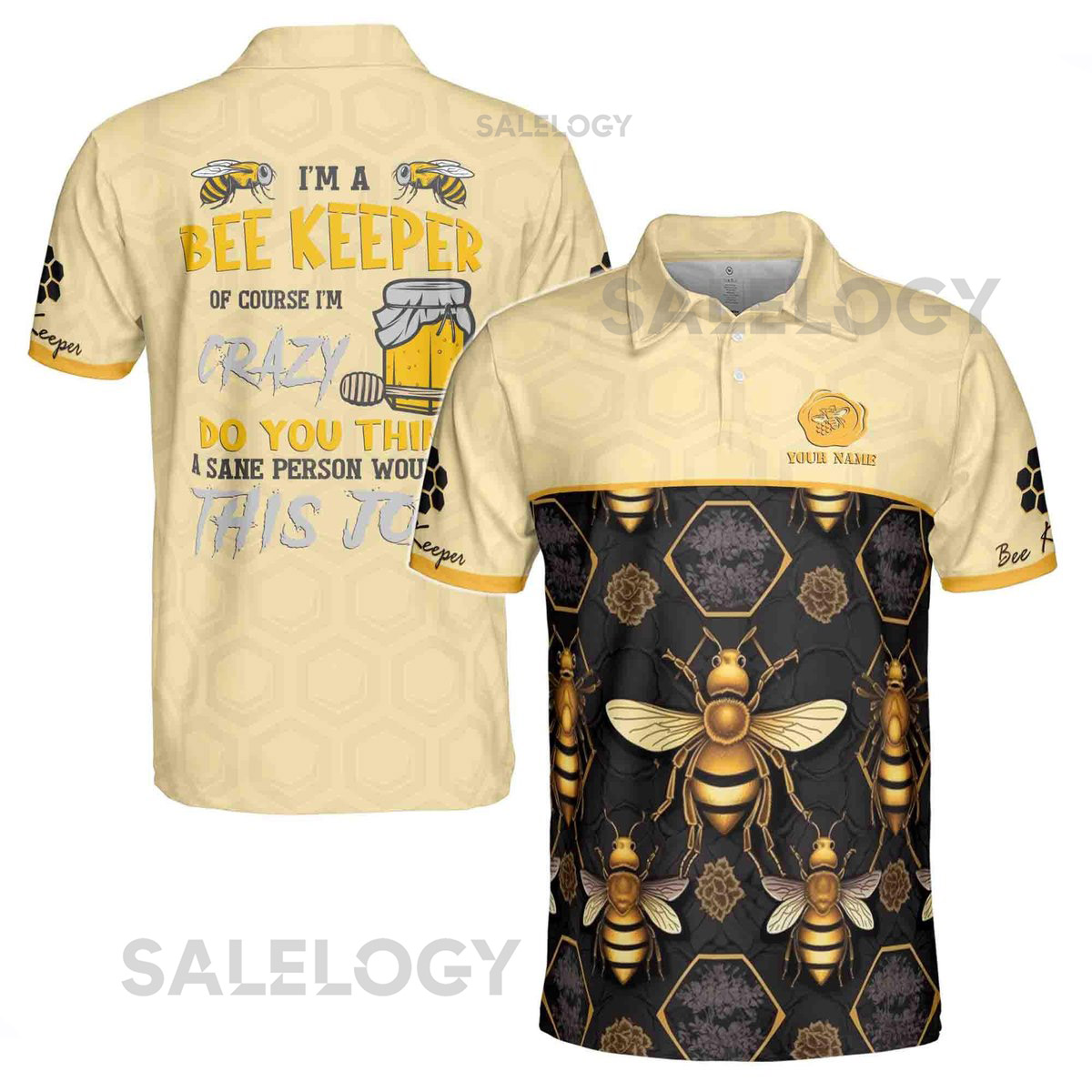 Custom Name I39m A Bee Keeper Beehive Men39s Polo Shirt S-5XL_111