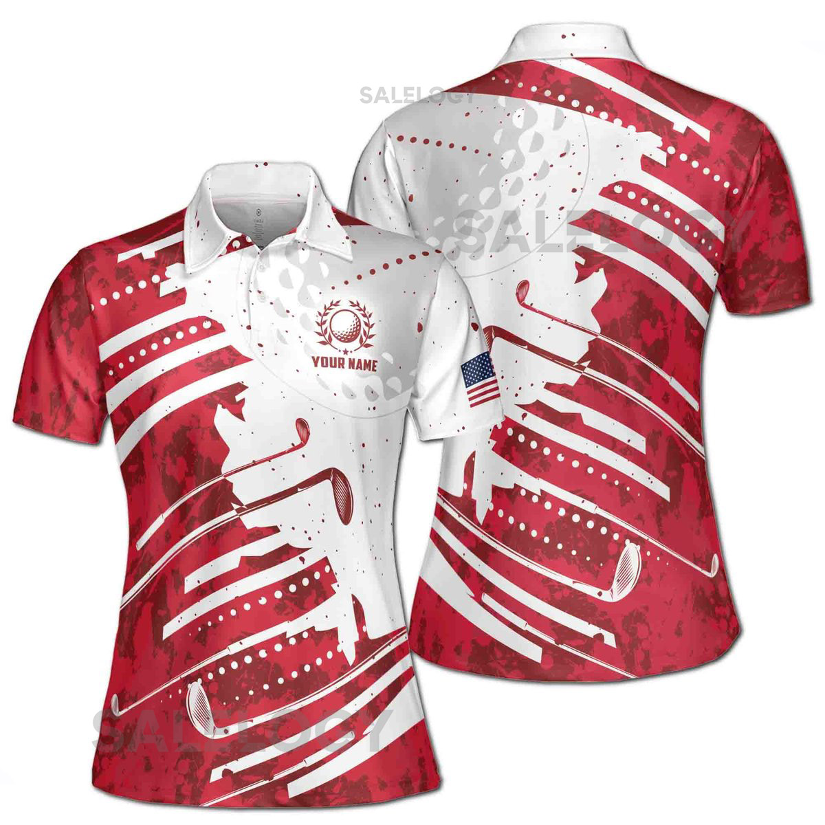Custom Name Red Wine Pattern America Golf Women39s Polo Shirt S-5XL_166
