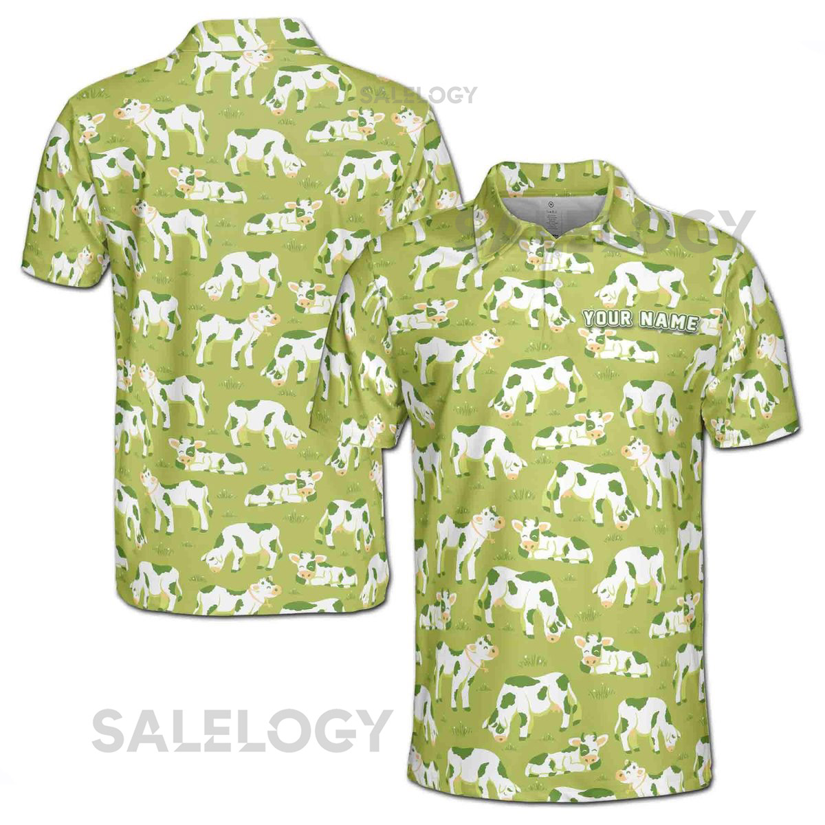 Personalized Green Valley Funny Cow Team Custom Men's Polo Shirt S-5XL_549