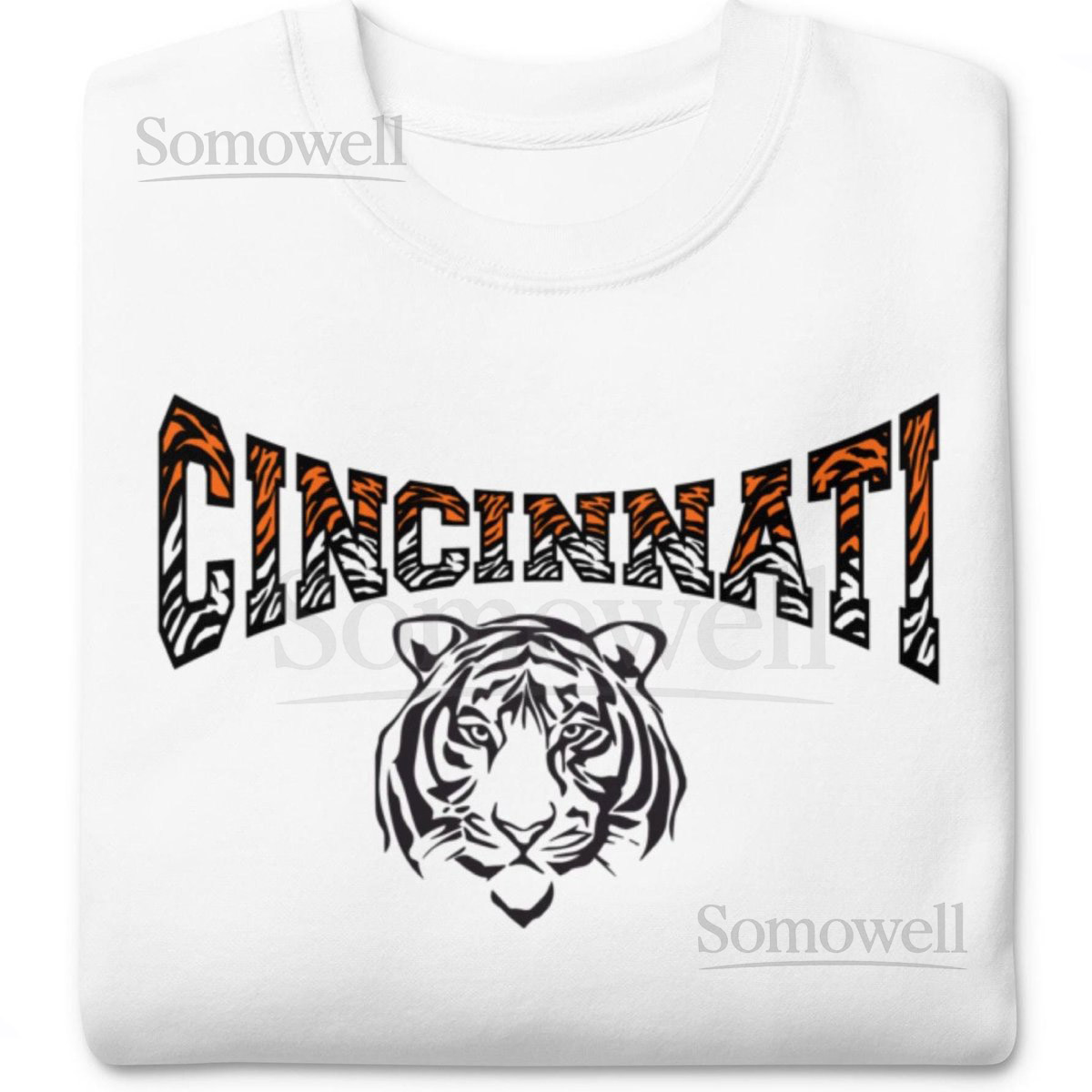 Cincinnati football white Unisex Premium Sweatshirt graphic white Bengal tiger stripedgift for Cincy football fan Cincinnati apparel ohio_553
