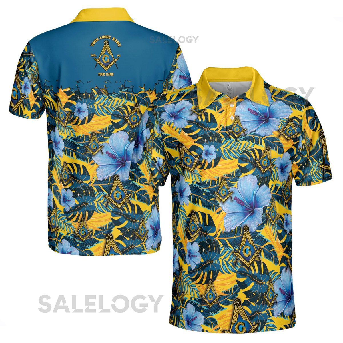 Personalized Masonic Freemason Tropical Floral Men's Polo Shirt S-5XL_556