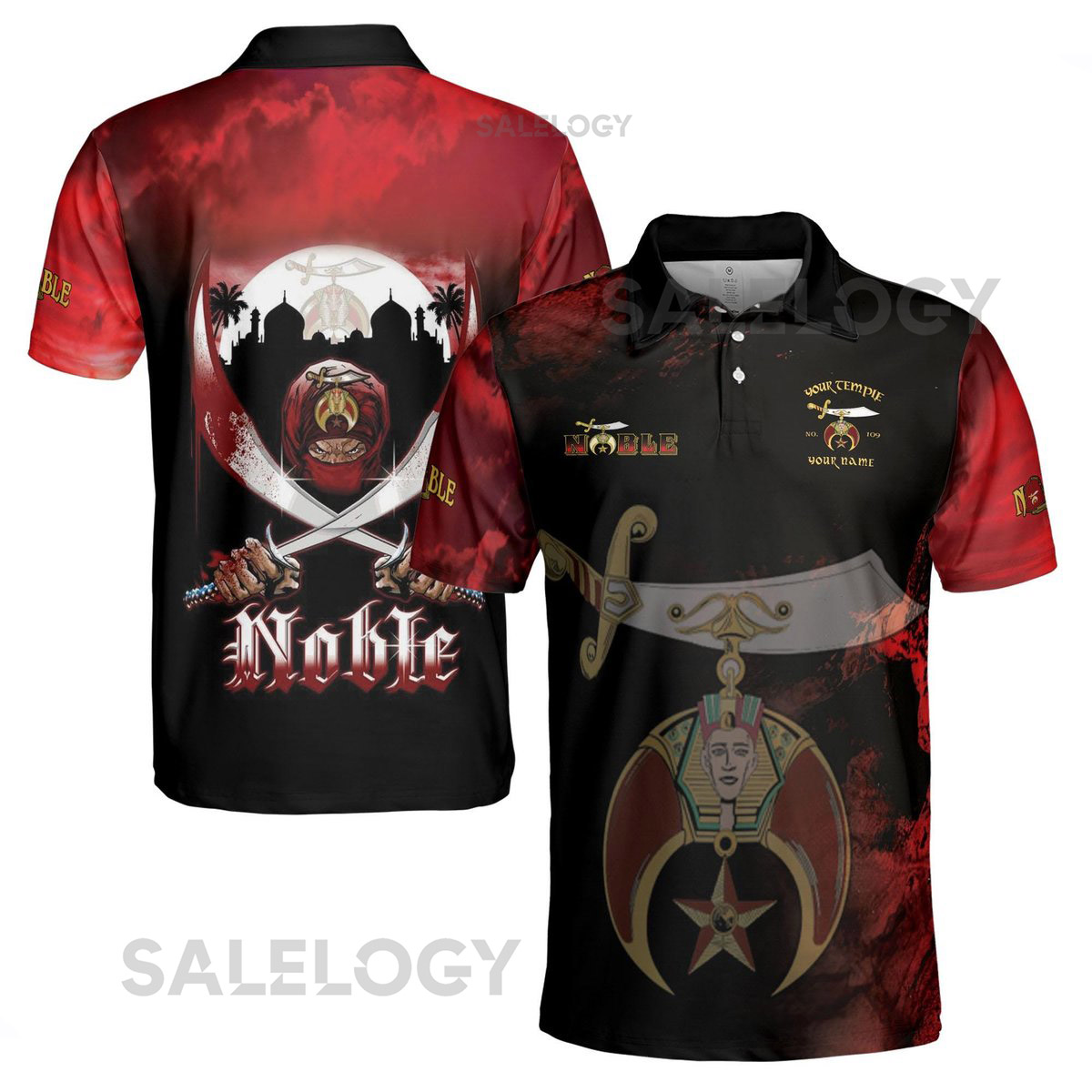 Customized Grunge Noble Shriners Dark Moon Men's Polo Shirt S-5XL_416