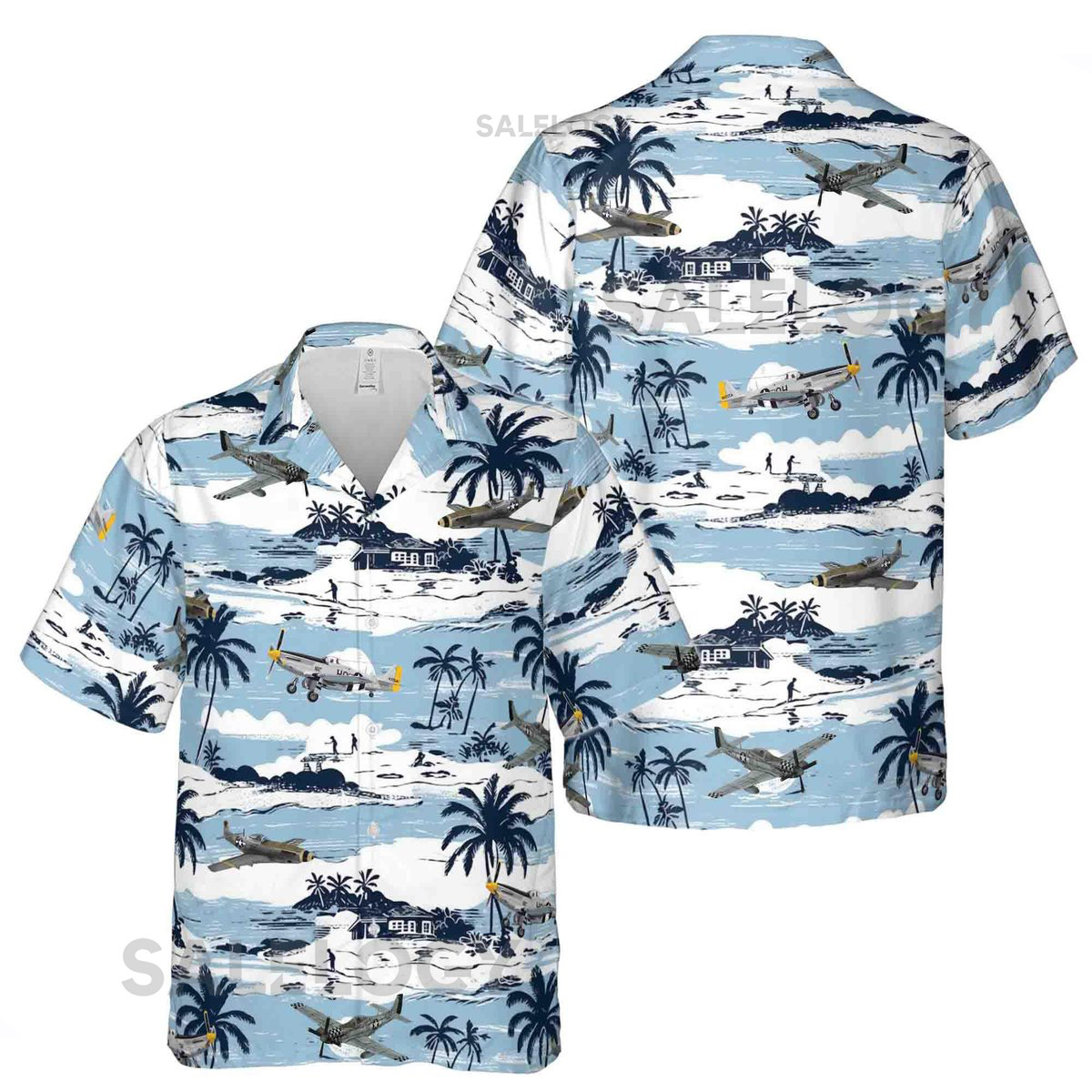 Blue Pastel Aircraft Hawaiian Shirt S-5XL_3
