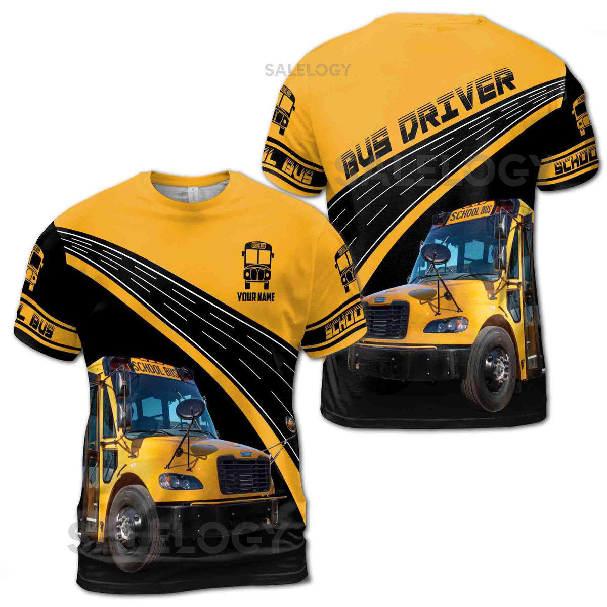 Custom Name School Bus Bus Driver Men39s T-shirt S-5Xl_102