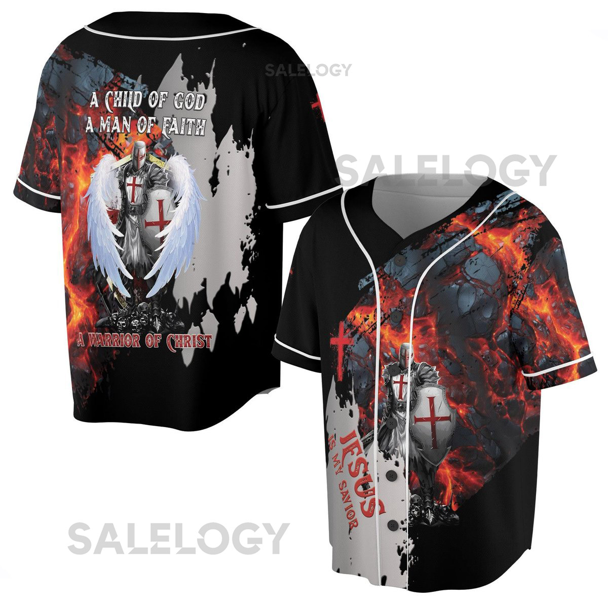 Jesus is My Savior Warrior Of Christ Baseball Jersey S-5XL_74