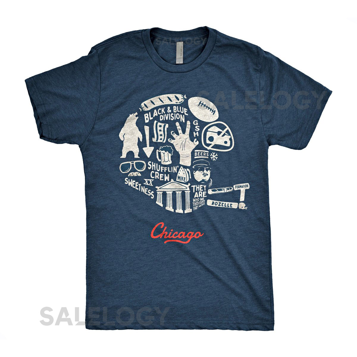 Chicago Football Phrenology Chart Chicago Bears T-Shirt_457