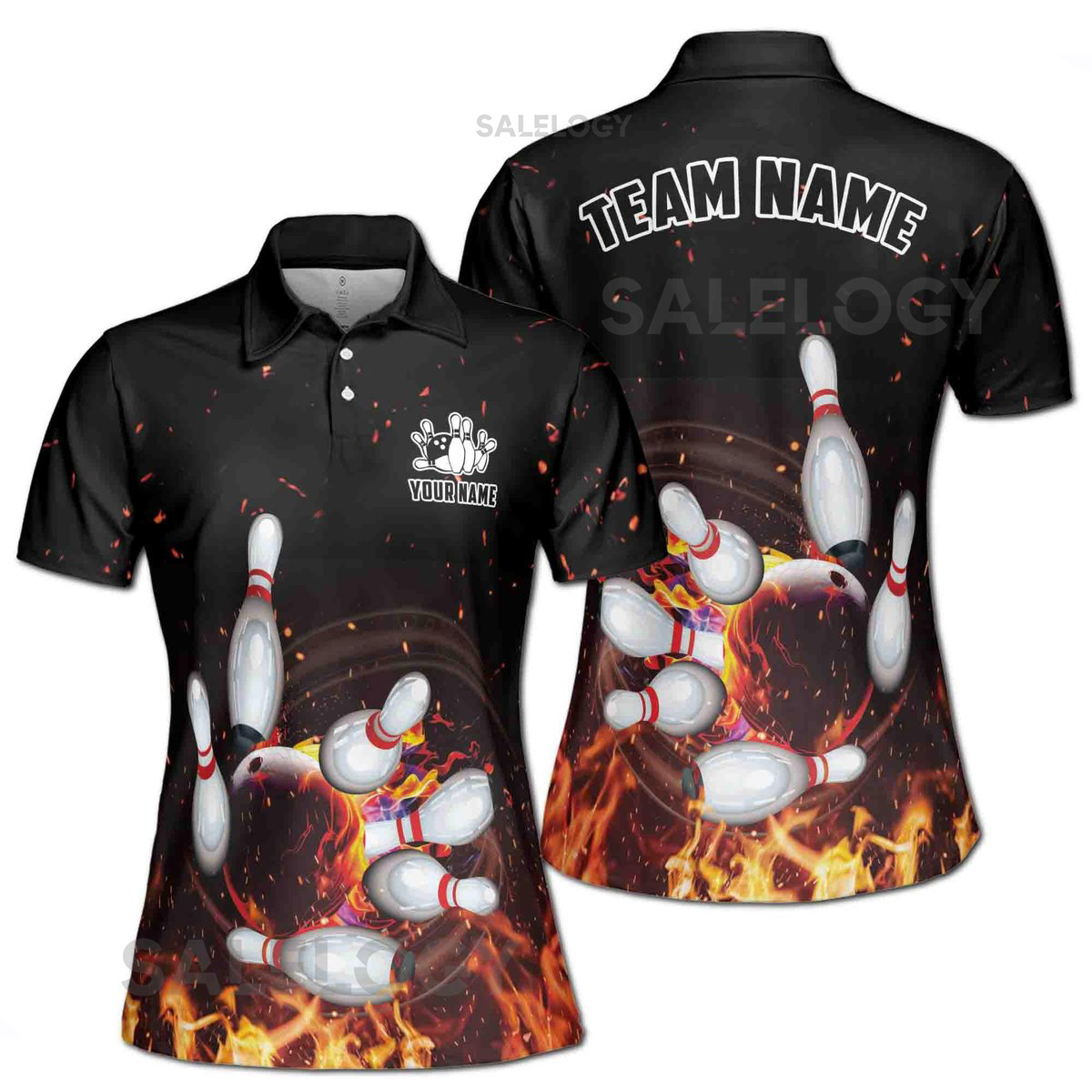 Personalized Blow Up The Fire Bowling On Flame Women's Polo Shirt S-5XL_529