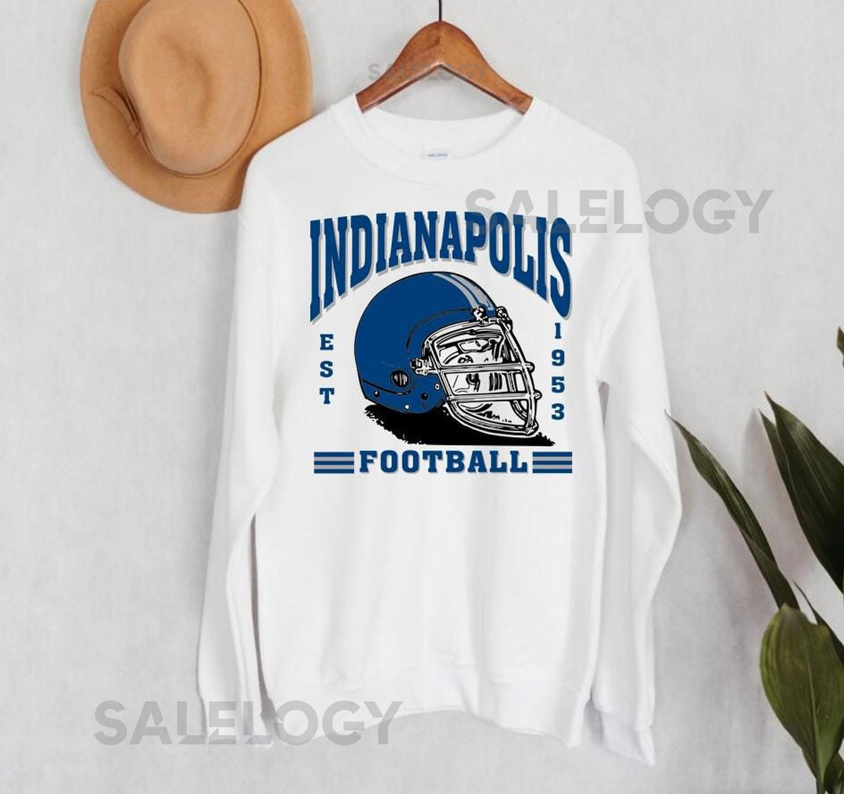 Indianapolis Football Est 1953 Retro Sweatshirt Indianapolis Football Team Helmet Vintage Unisex Hoodie Football Retro Sweatshirt F_497