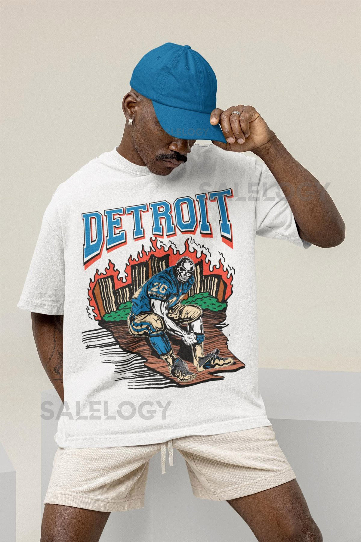 Detroit Football T Shirt Detroit Graphic Bootleg T Shirt Vintage Detroit Football Vintage Detroit Football Shirt_159