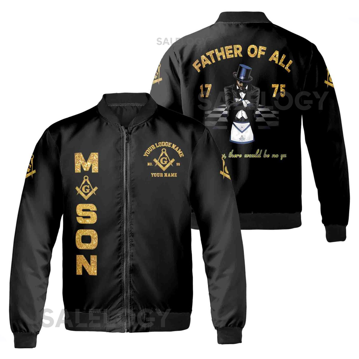 Personalized Freemason Father Of All Golden Line Bomber Jacket S-5XL_90