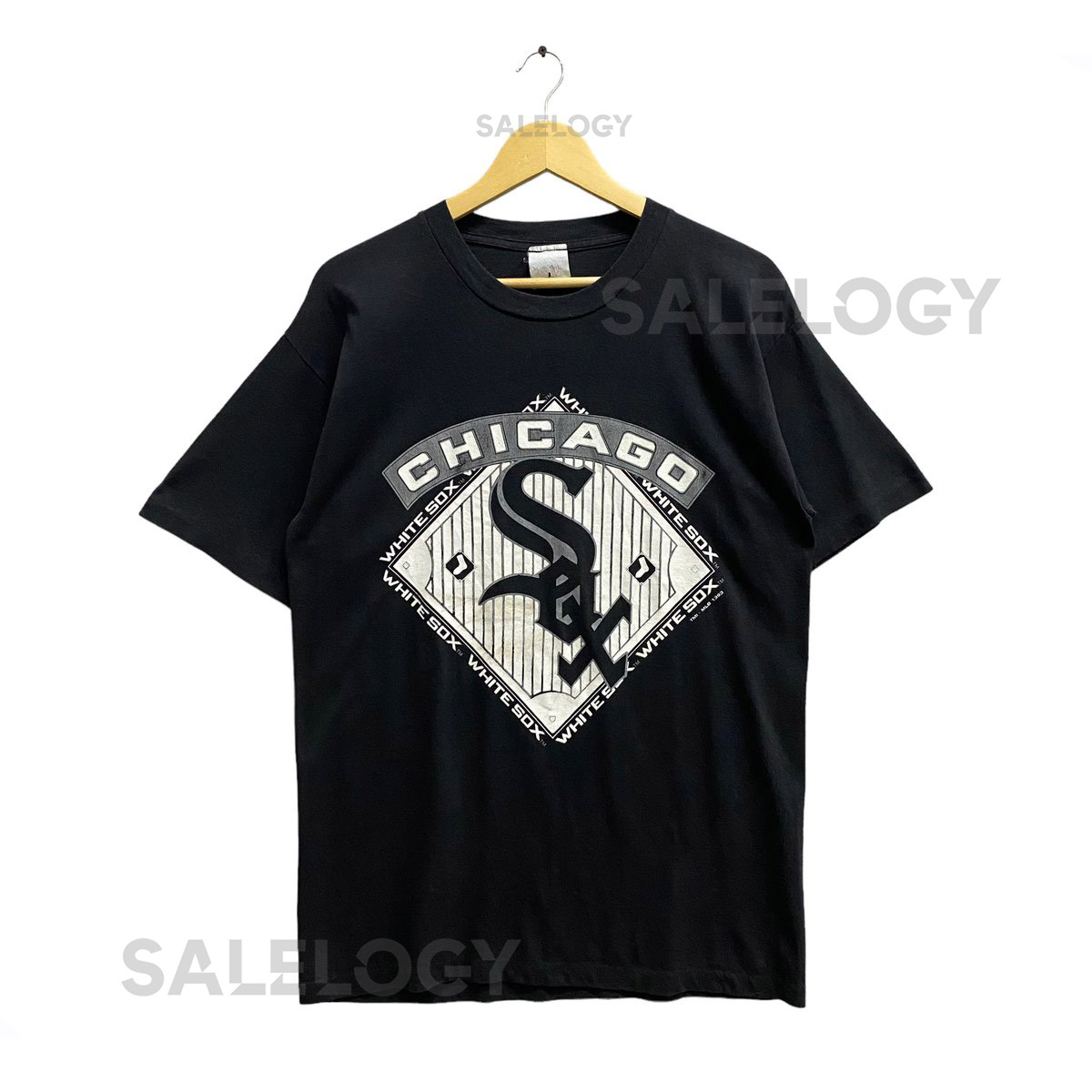 Vintage 90s Chicago White Sox Black Tshirt Large White Sox Crewneck White Sox Sweater Pullover Sportswear MLB White Sox Print Logo Jumper_428