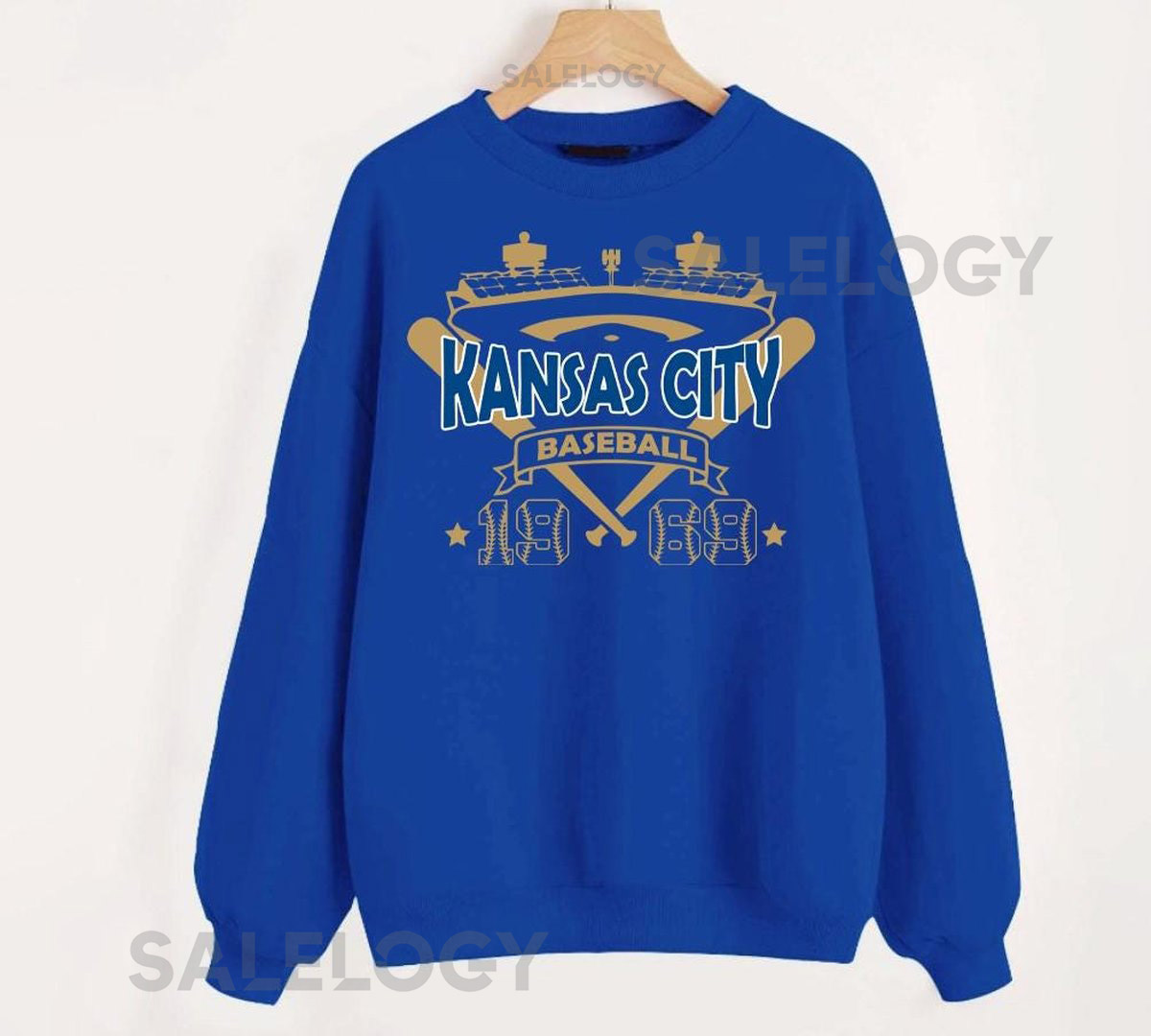 Kansas City Baseball Vintage Stadium With Est Number 1969 Royal Blue Sweatshirt KC Baseball Team Retro Hoodie Baseball Mom Shirt For Him_360