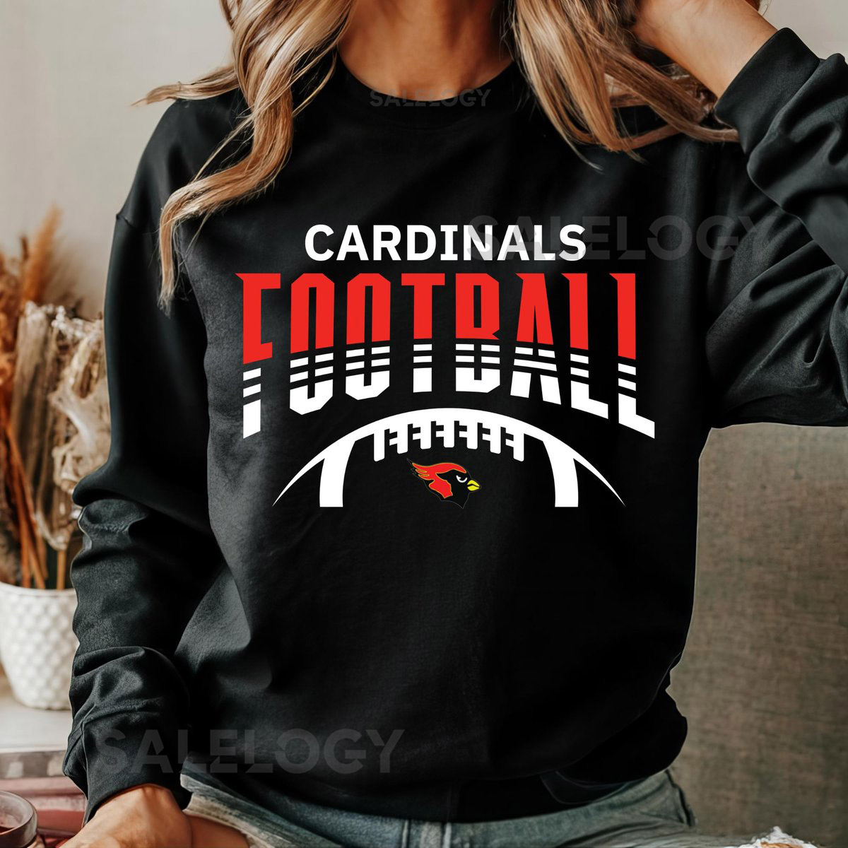 Cardinals Football Sweatshirt Football Sweatshirt Game Day Sports Mom Personalized School Mascot Sweatshirt_305