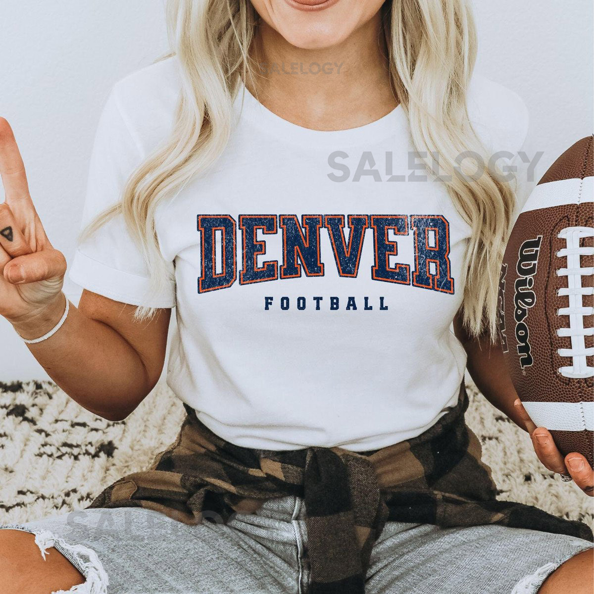 Retro Bronco Football Shirt Varsity Style Game Day Tee Denver Football Crewneck Sunday Football Tailgate Fan Gift Football Shirt_432