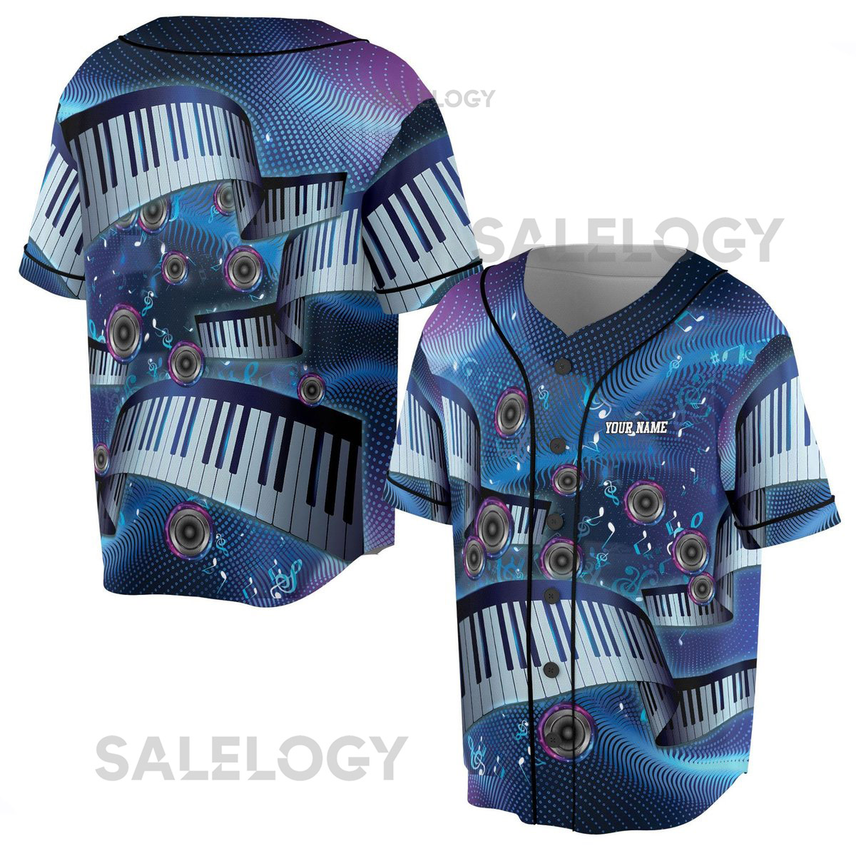 Custom Name Music Note Musical Lover Baseball Jersey S-5XL_19