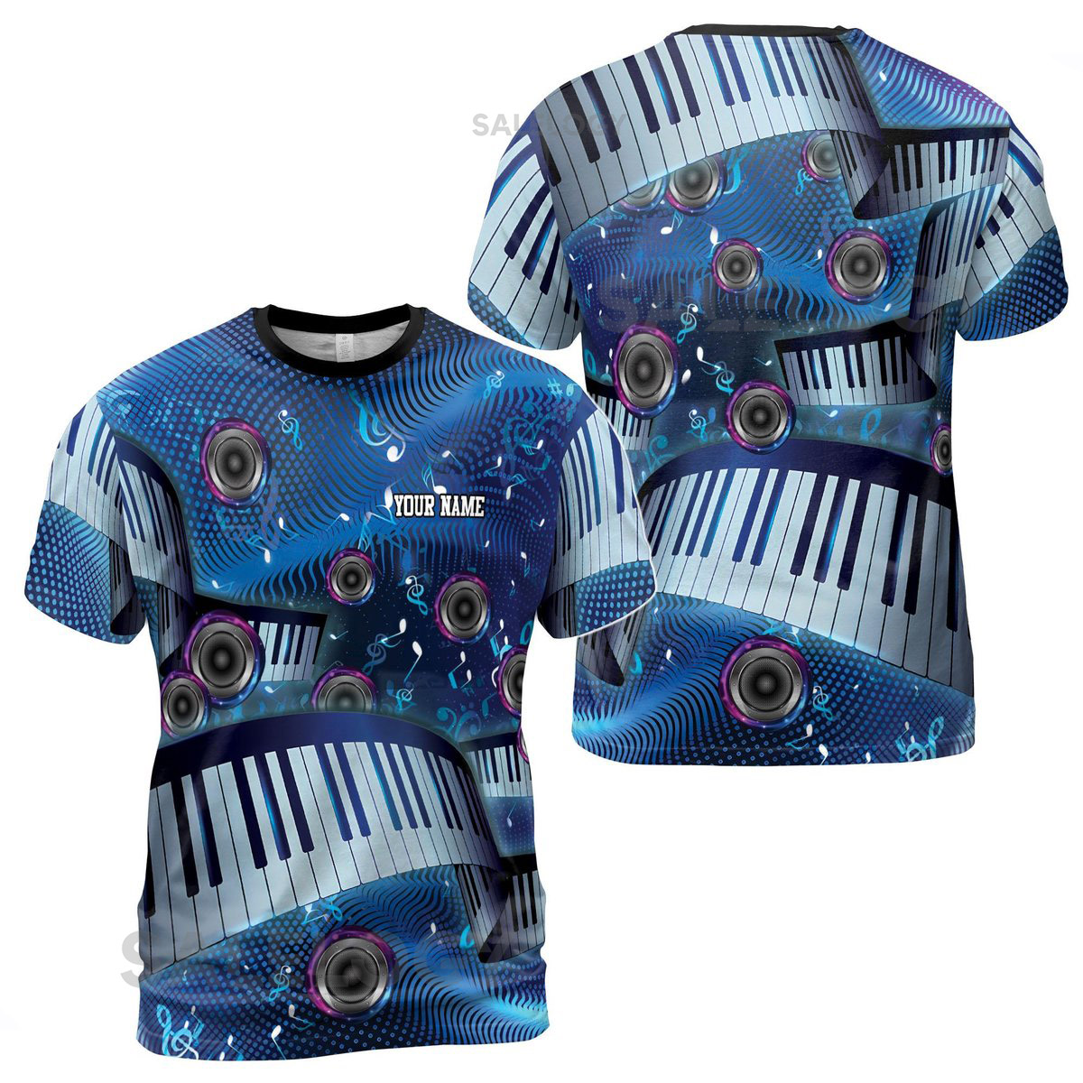 Custom Name Music Note Musical Lover Men39s T-shirt S-5XL_72