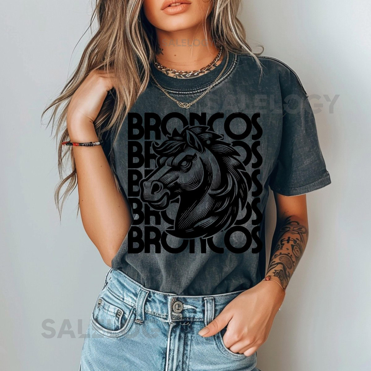 Broncos Shirt Retro Broncos Mascot Comfort Colors Broncos Shirt Retro Style Graphic Back to School Teacher Shirt Broncos Football_47